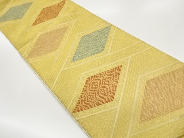 JAPANESE FUKURO OBI / SAGANISHIKI / WOVEN ABSTRACT RHOMBUS
